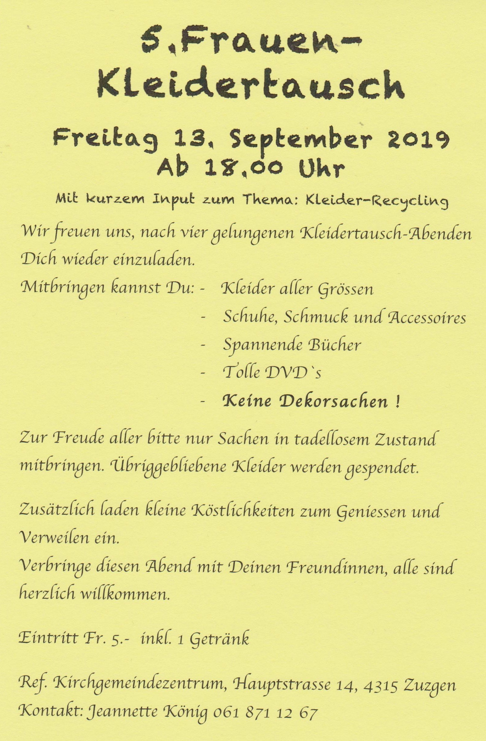 5. Frauenkleider-Tausch in Zuzgen